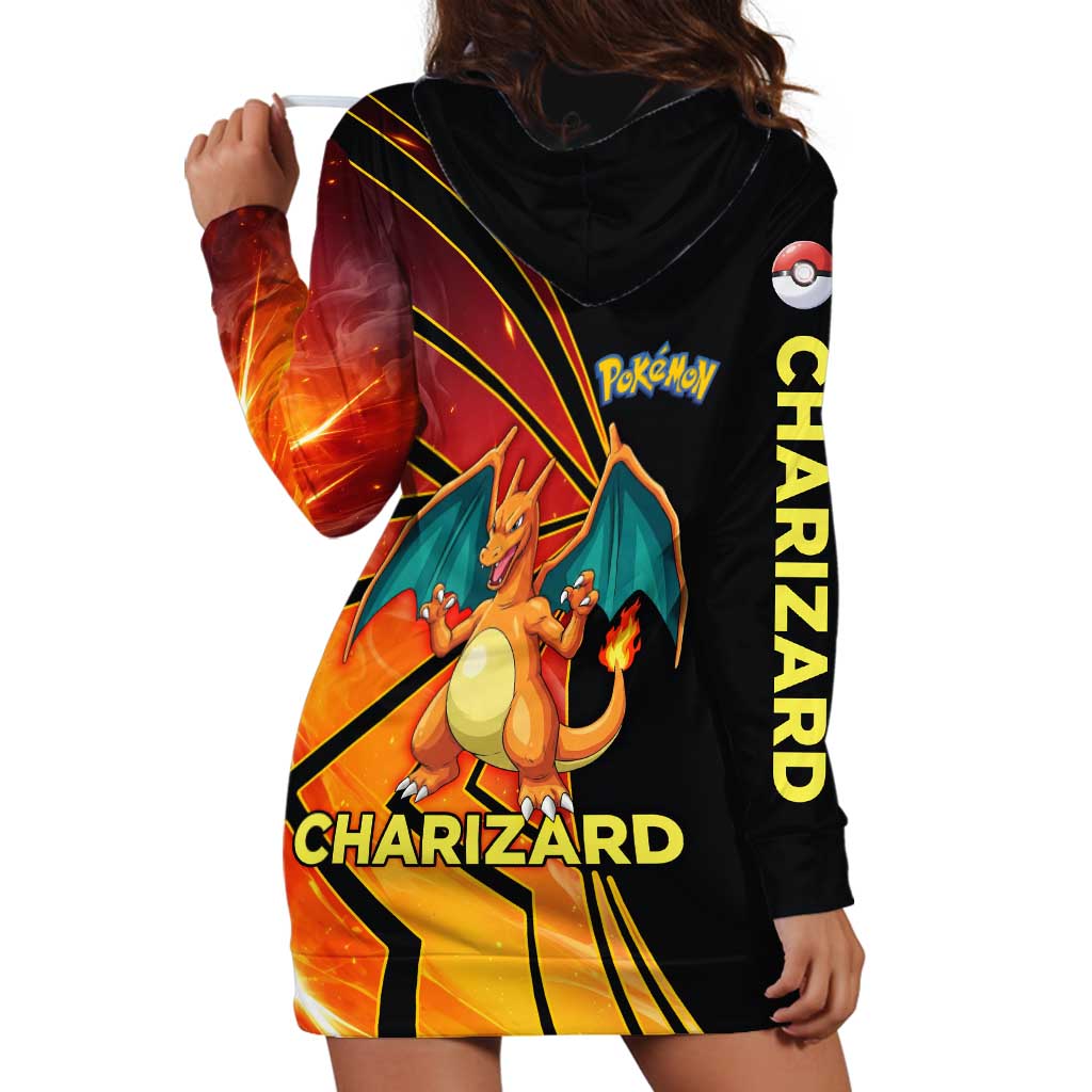 Charizard Poké Hoodie Dress Retro Comic Style Explosion
