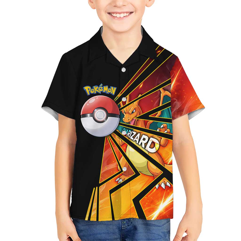 Charizard Poké Kid Hawaiian Shirt Retro Comic Style Explosion