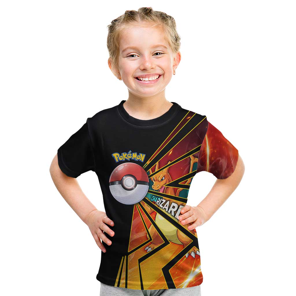 Charizard Poké Kid T Shirt Retro Comic Style Explosion