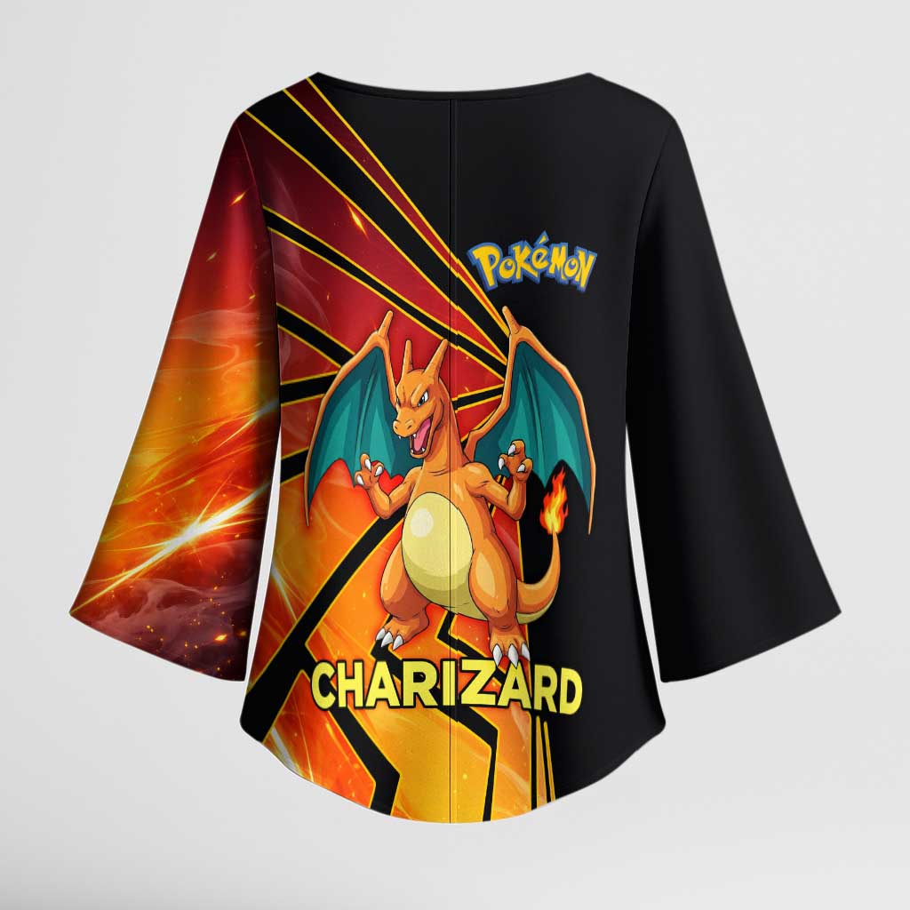 Charizard Poké Kimono Sleeve Blouse Retro Comic Style Explosion