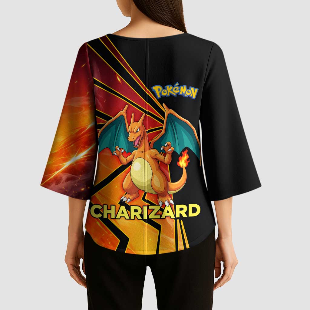 Charizard Poké Kimono Sleeve Blouse Retro Comic Style Explosion