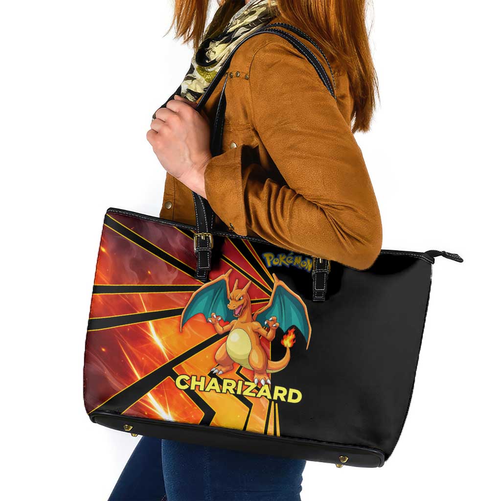Charizard Poké Leather Tote Bag Retro Comic Style Explosion