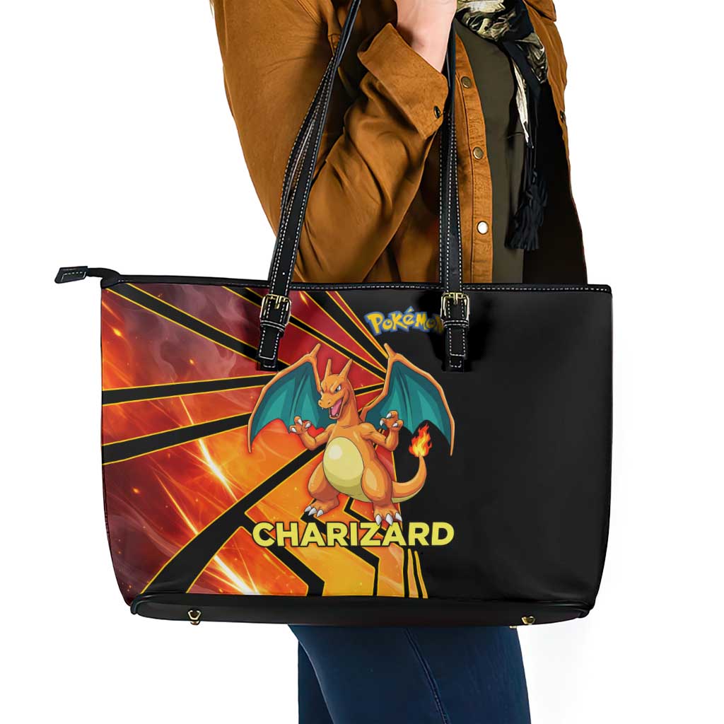 Charizard Poké Leather Tote Bag Retro Comic Style Explosion