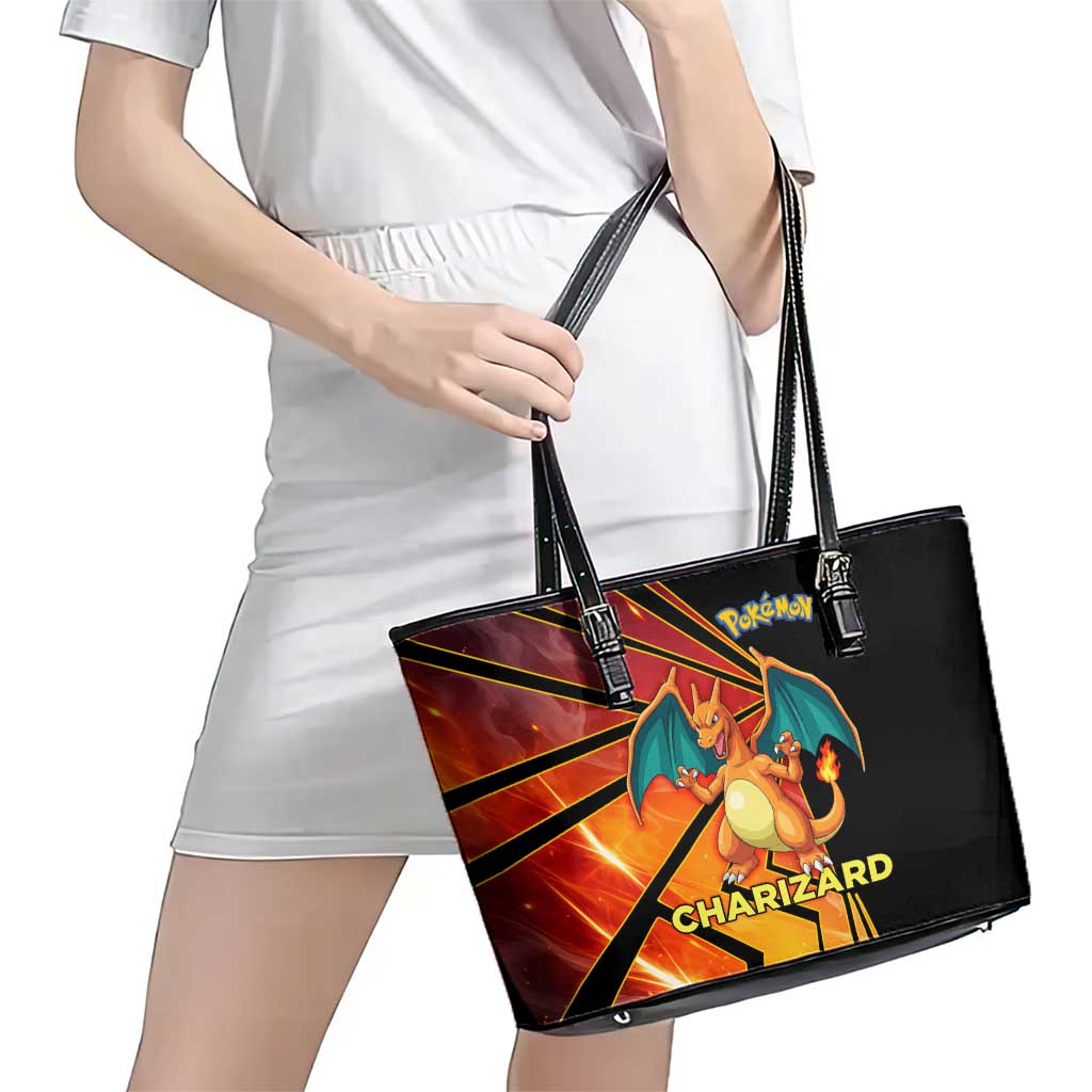 Charizard Poké Leather Tote Bag Retro Comic Style Explosion