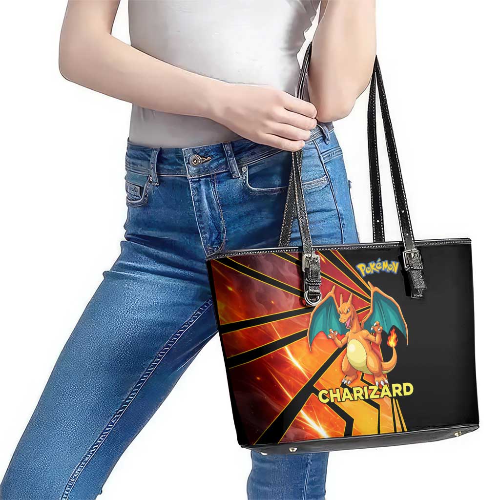 Charizard Poké Leather Tote Bag Retro Comic Style Explosion