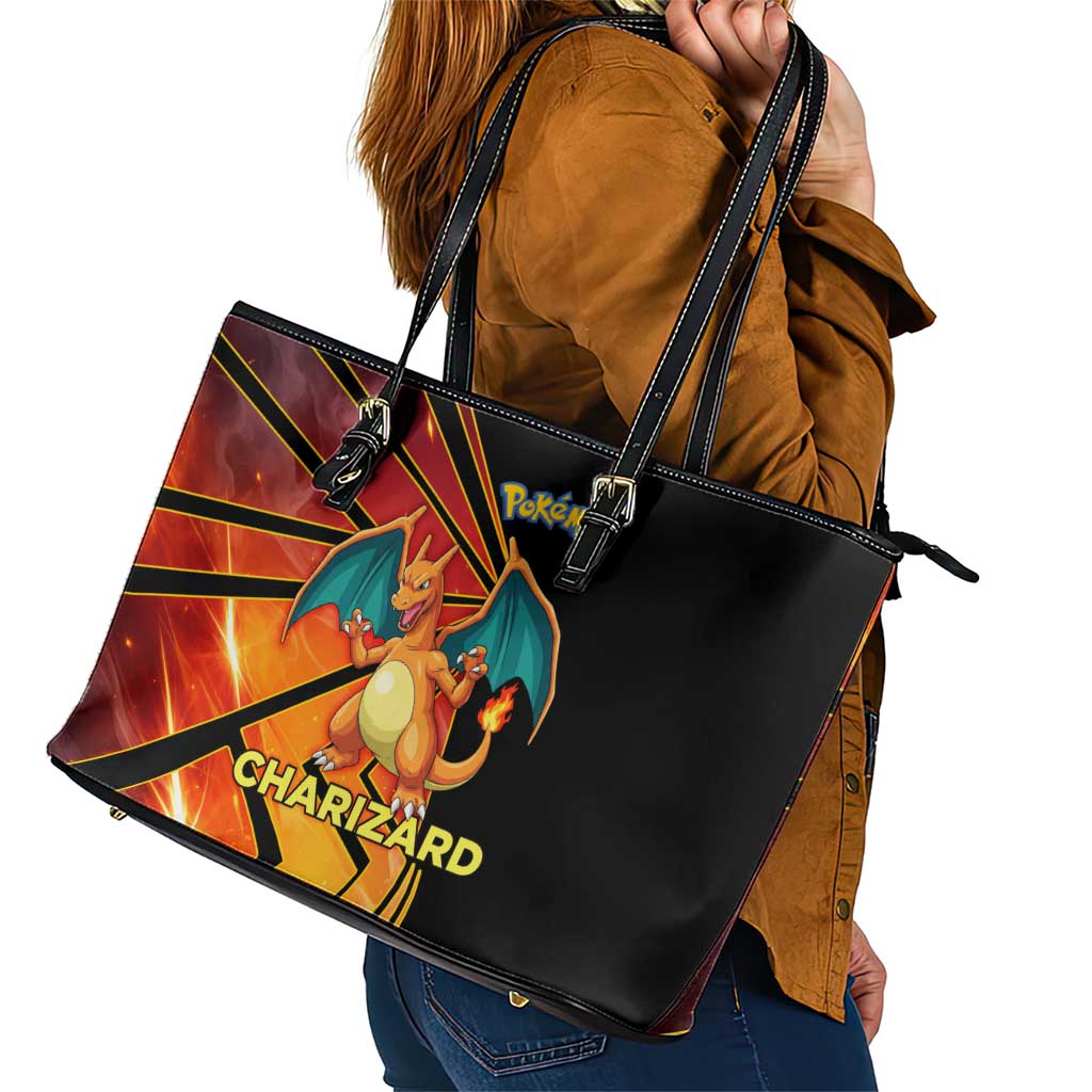 Charizard Poké Leather Tote Bag Retro Comic Style Explosion