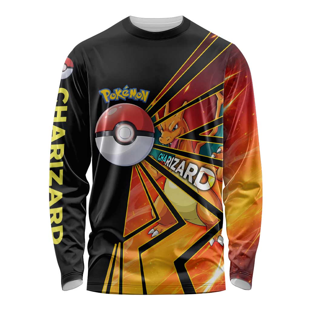 Charizard Poké Long Sleeve Shirt Retro Comic Style Explosion