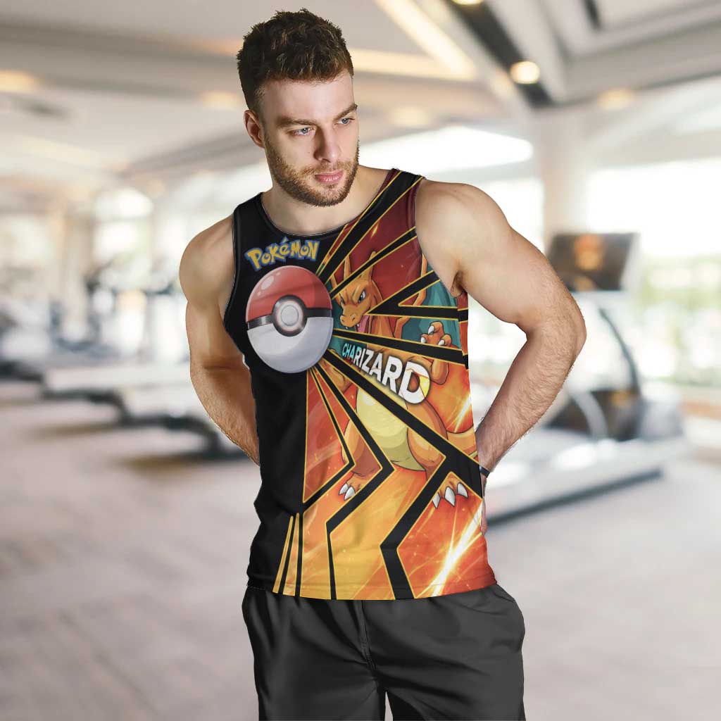 Charizard Poké Men Tank Top Retro Comic Style Explosion