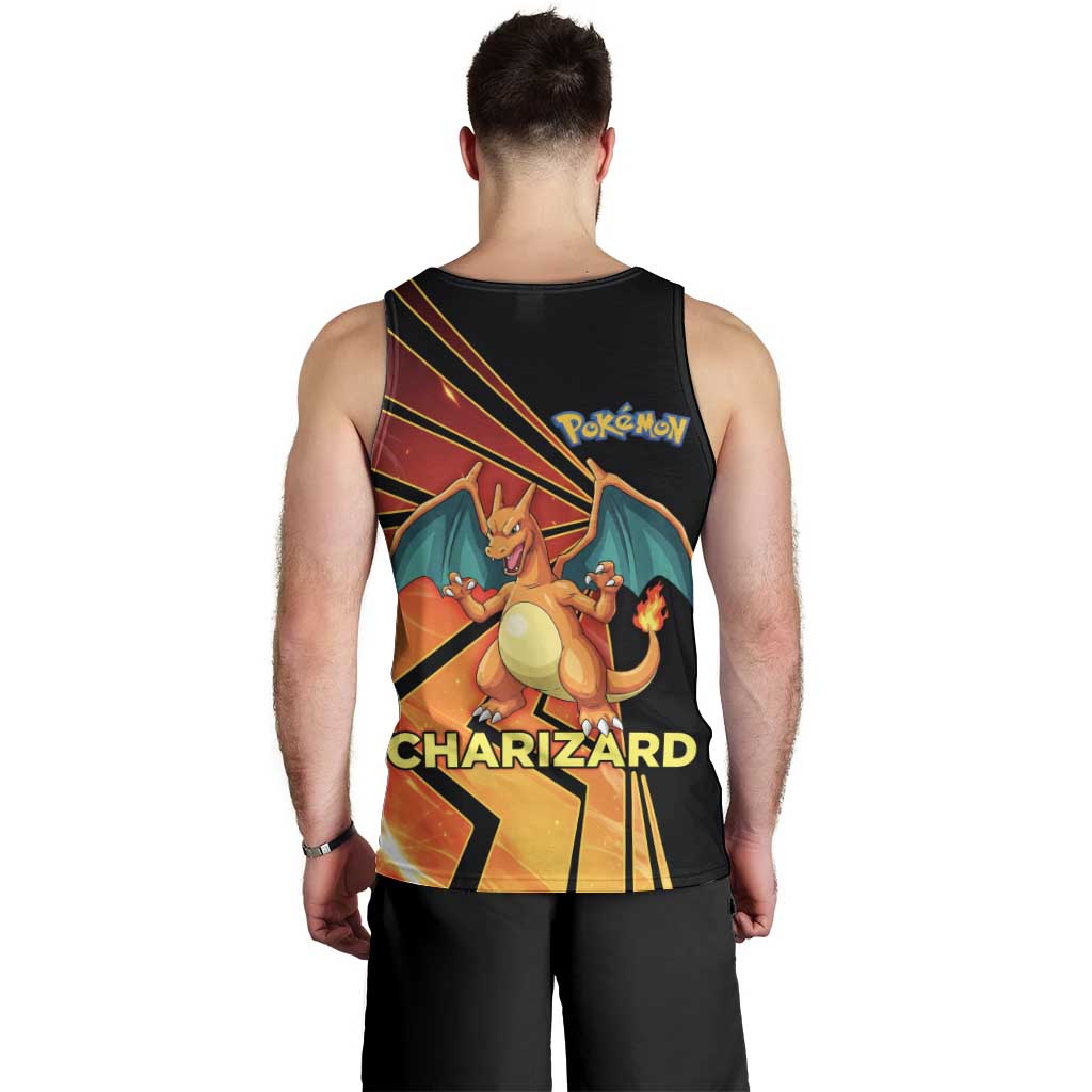 Charizard Poké Men Tank Top Retro Comic Style Explosion