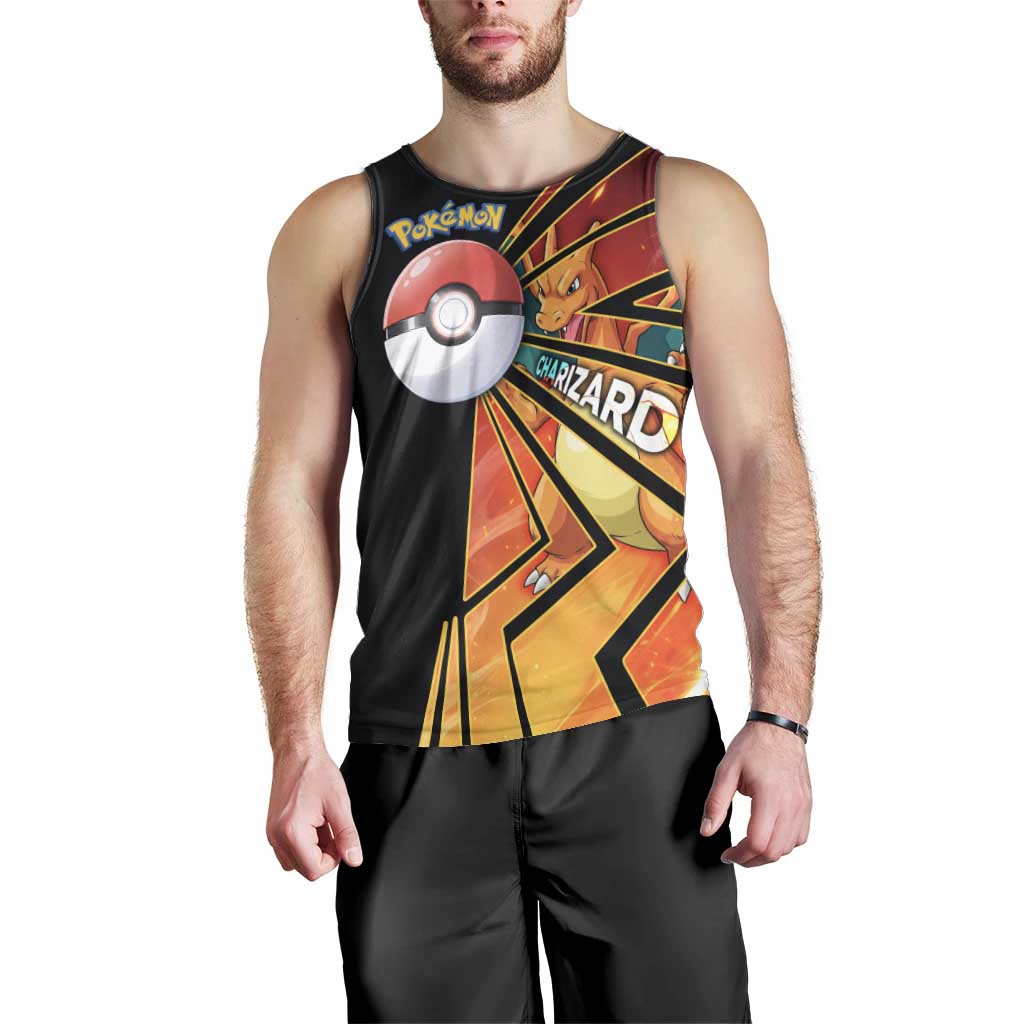 Charizard Poké Men Tank Top Retro Comic Style Explosion