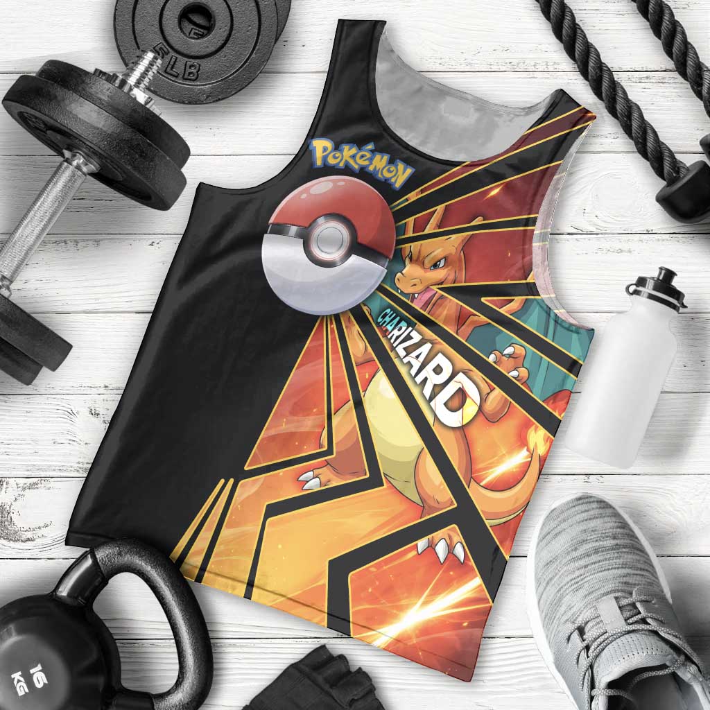 Charizard Poké Men Tank Top Retro Comic Style Explosion
