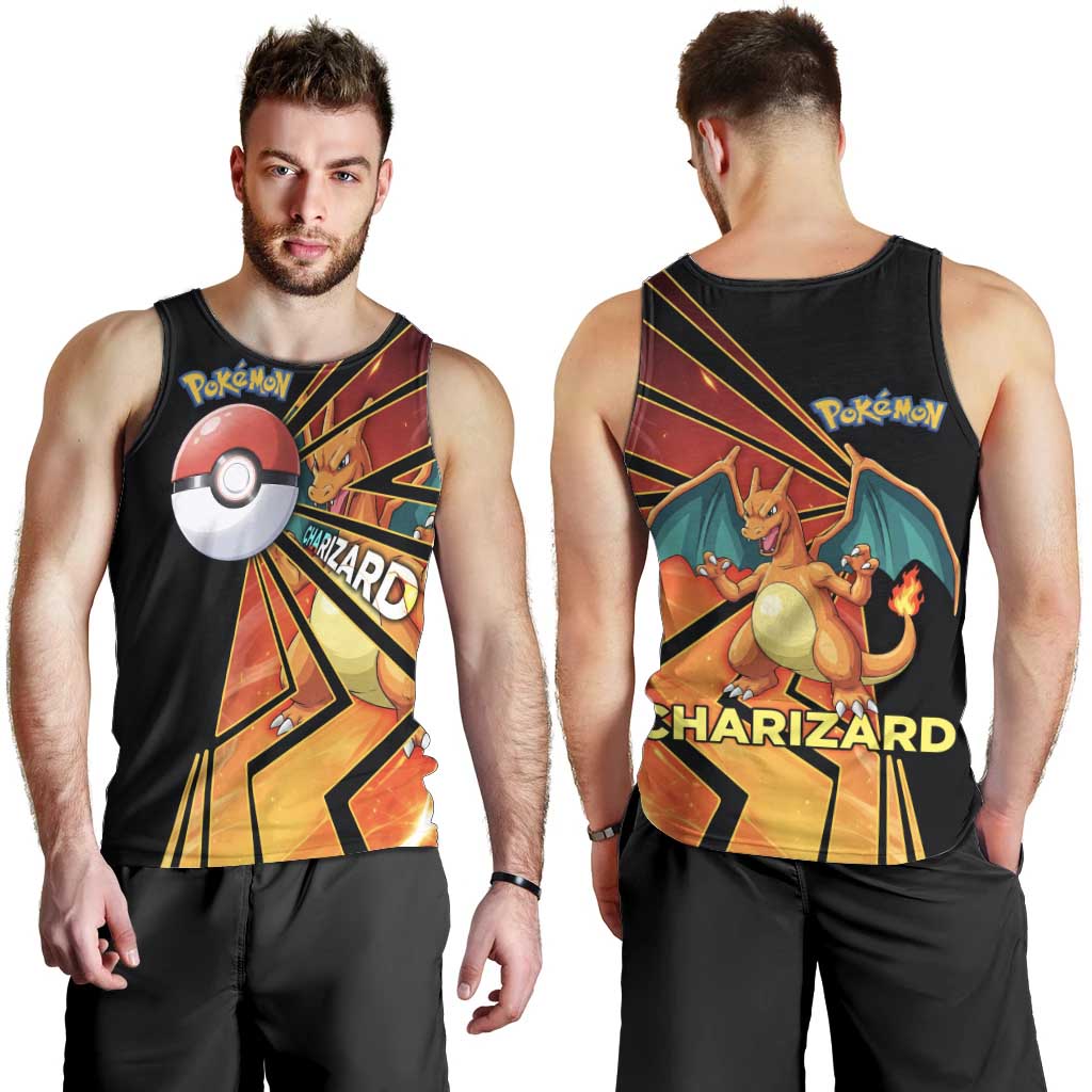Charizard Poké Men Tank Top Retro Comic Style Explosion