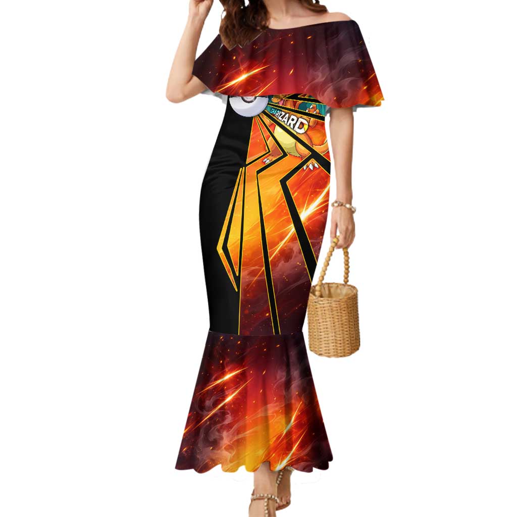 Charizard Poké Mermaid Dress Retro Comic Style Explosion