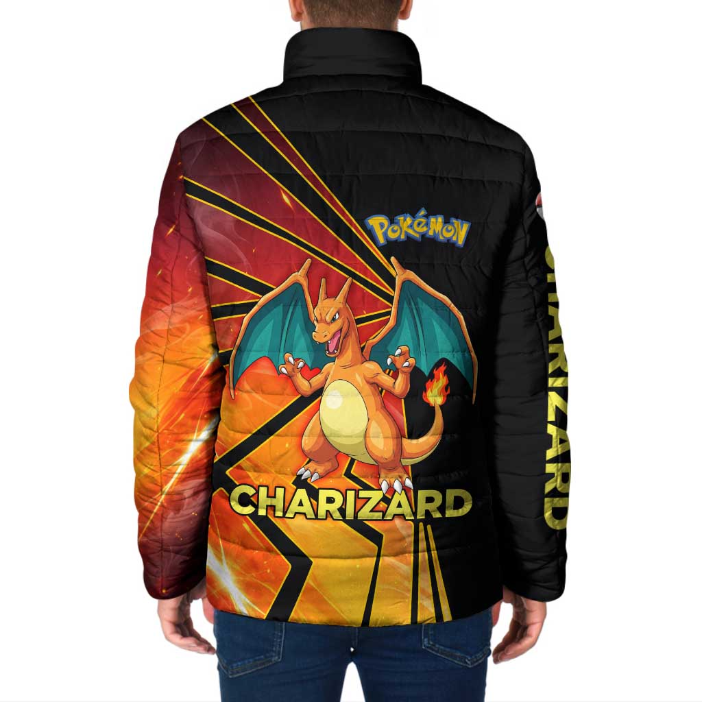 Charizard Poké Padded Jacket Retro Comic Style Explosion
