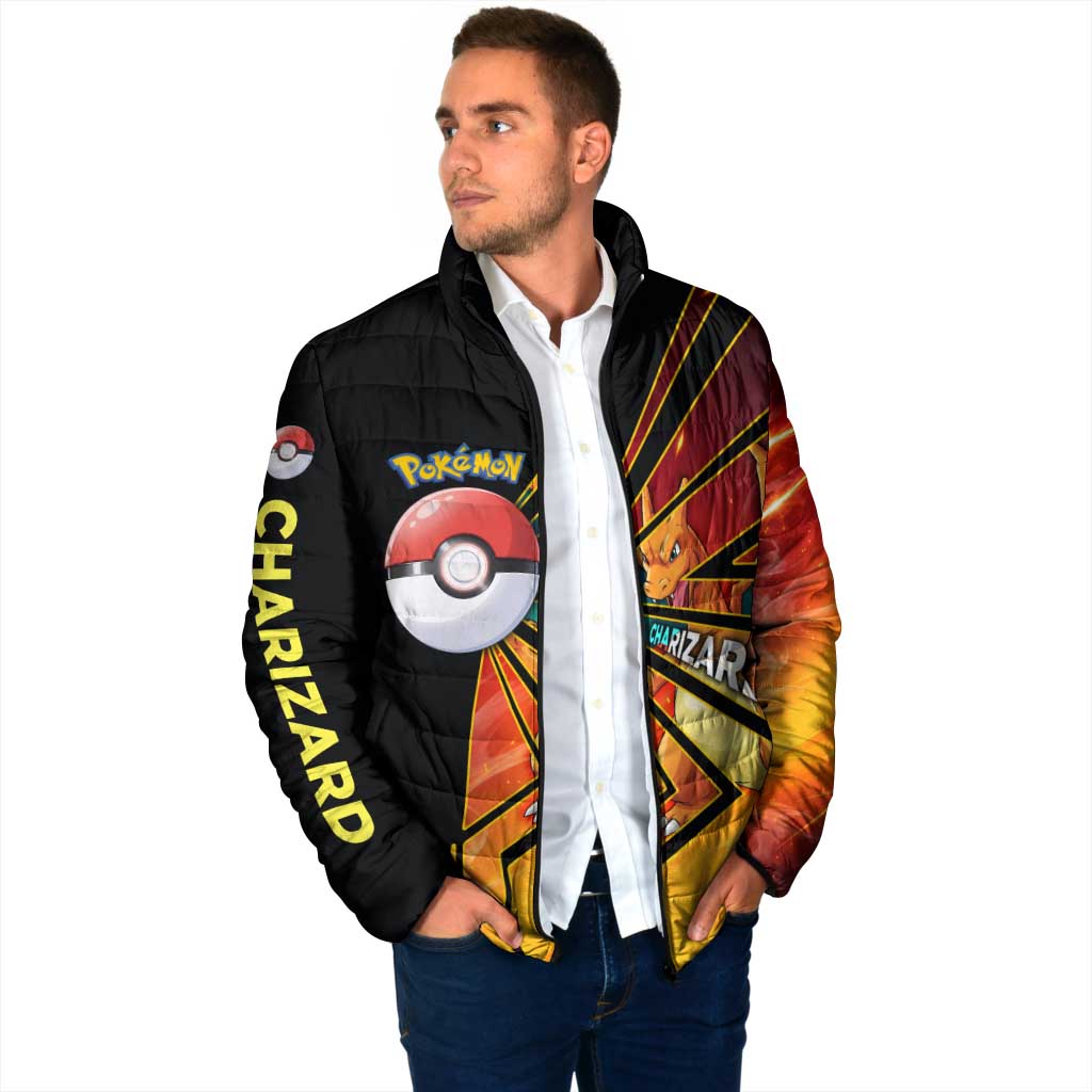 Charizard Poké Padded Jacket Retro Comic Style Explosion