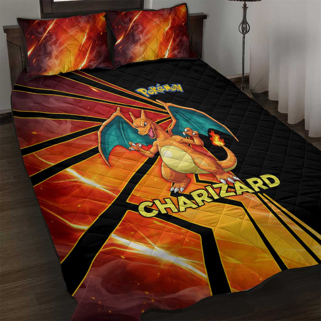 Charizard Poké Quilt Bed Set Retro Comic Style Explosion