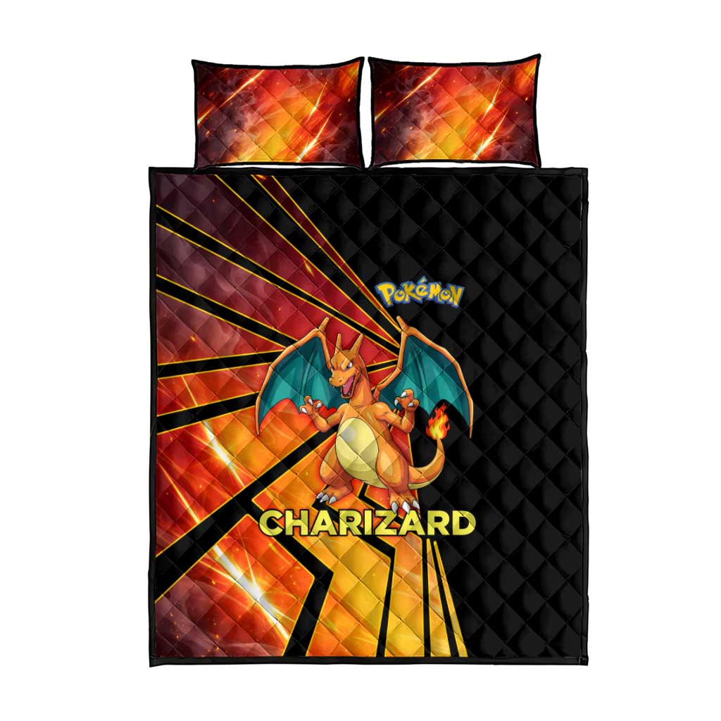Charizard Poké Quilt Bed Set Retro Comic Style Explosion