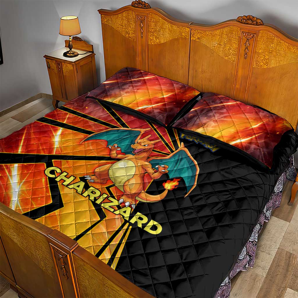 Charizard Poké Quilt Bed Set Retro Comic Style Explosion