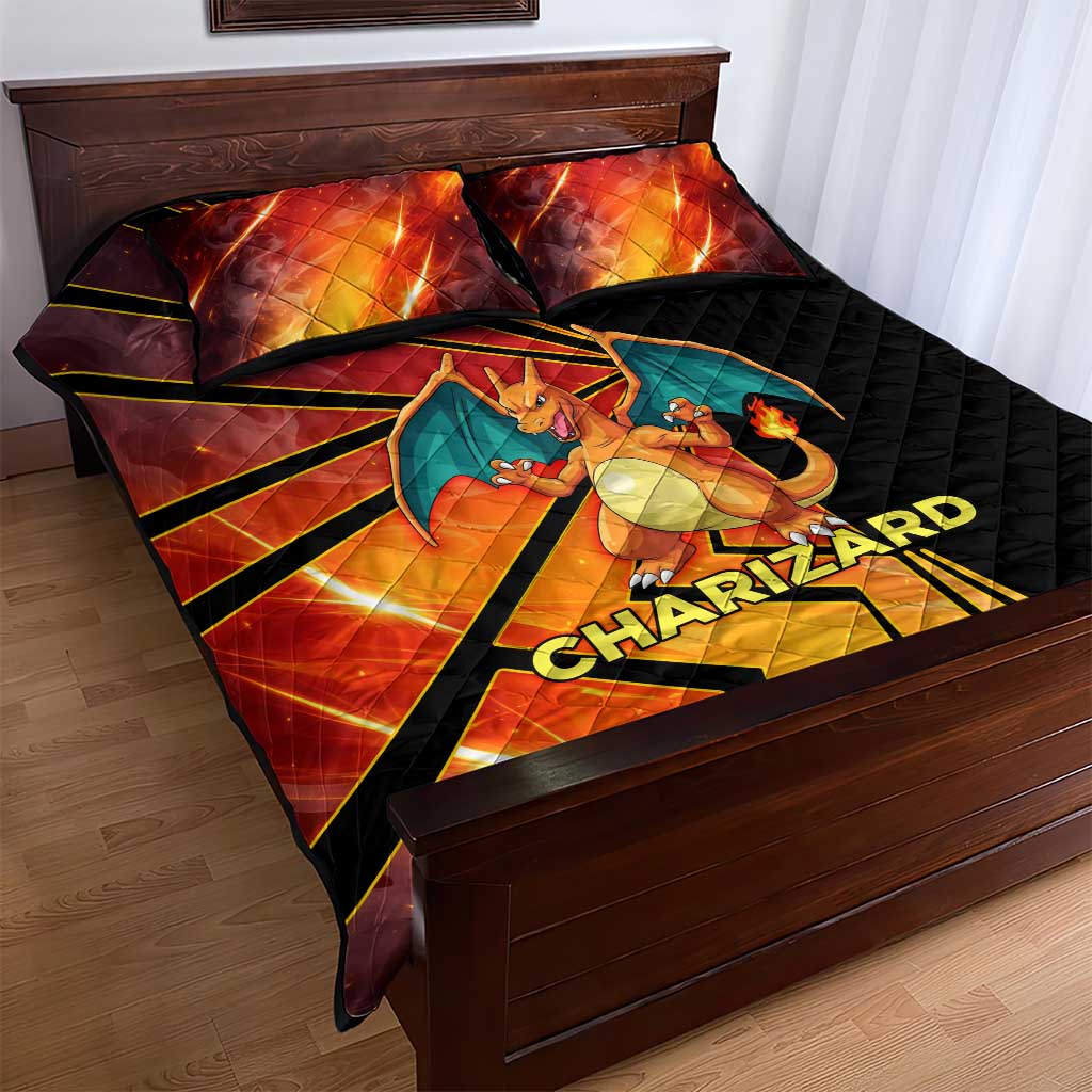 Charizard Poké Quilt Bed Set Retro Comic Style Explosion