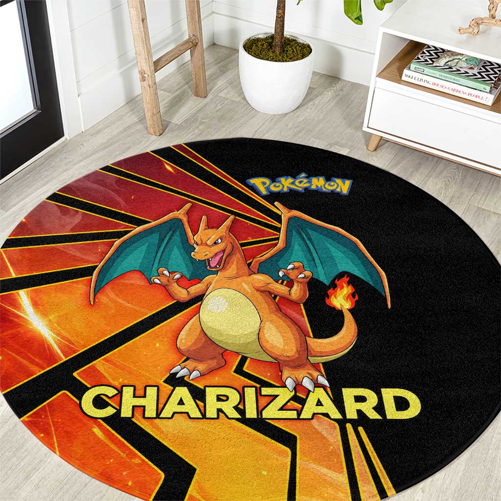 Charizard Poké Round Carpet Retro Comic Style Explosion