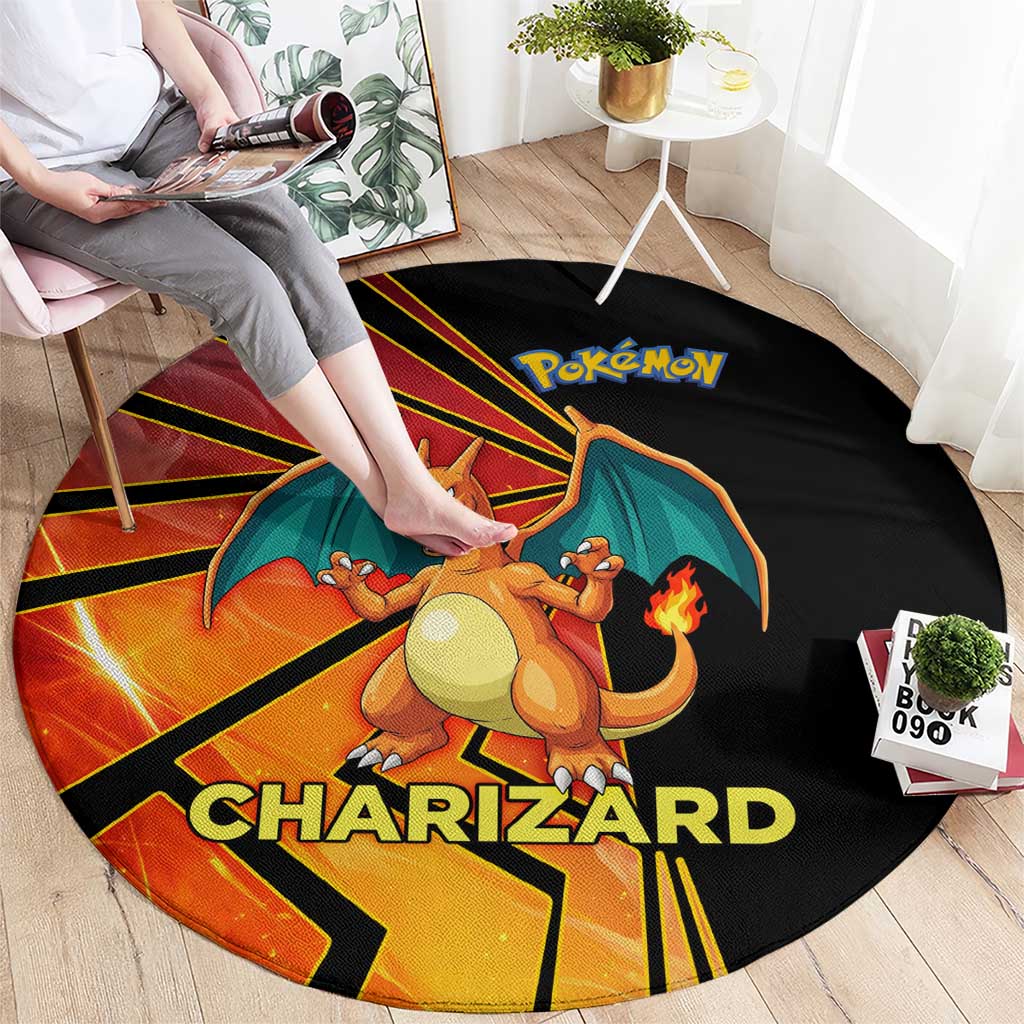 Charizard Poké Round Carpet Retro Comic Style Explosion