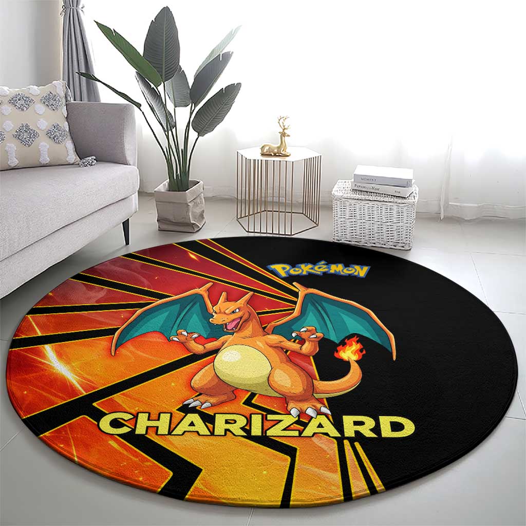 Charizard Poké Round Carpet Retro Comic Style Explosion