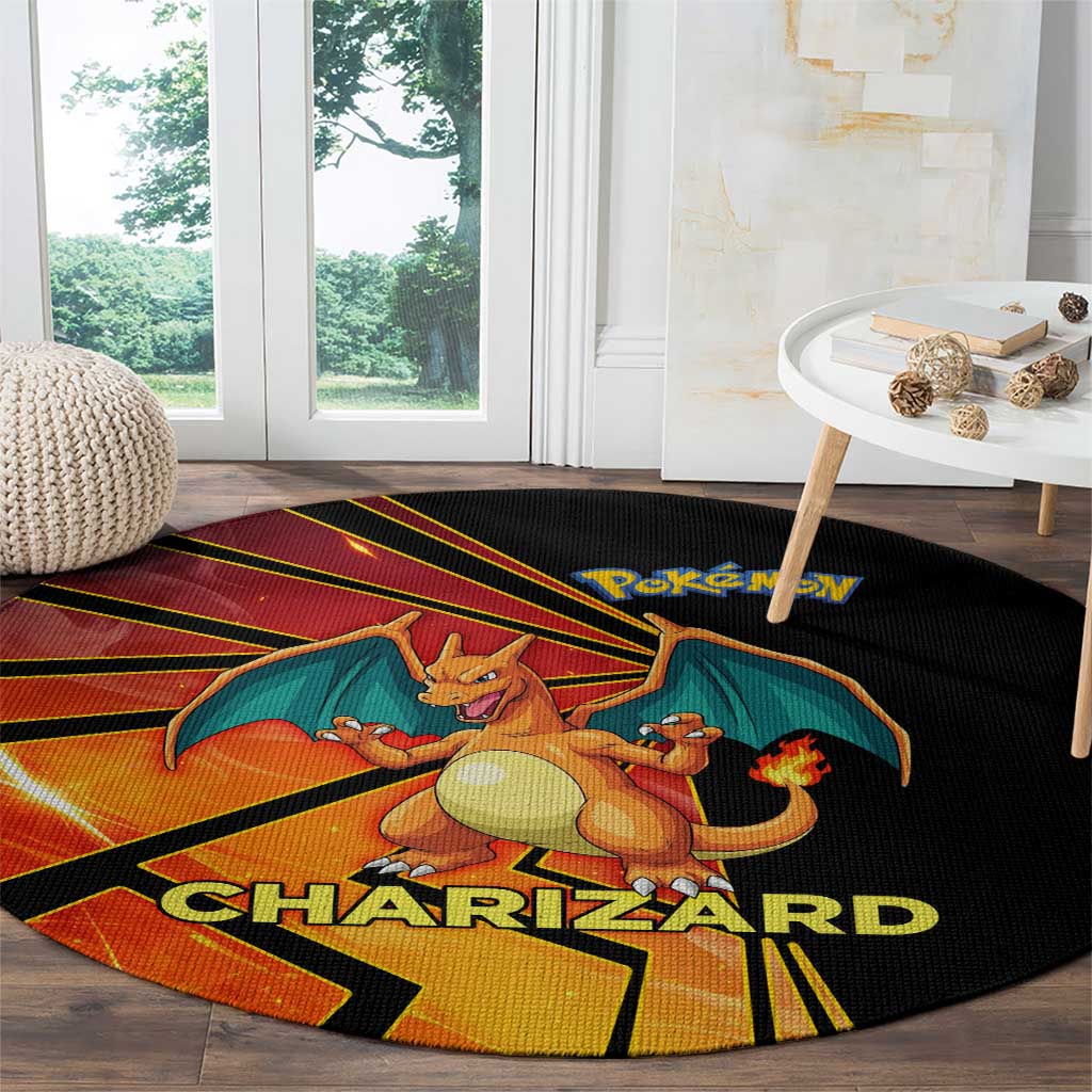 Charizard Poké Round Carpet Retro Comic Style Explosion