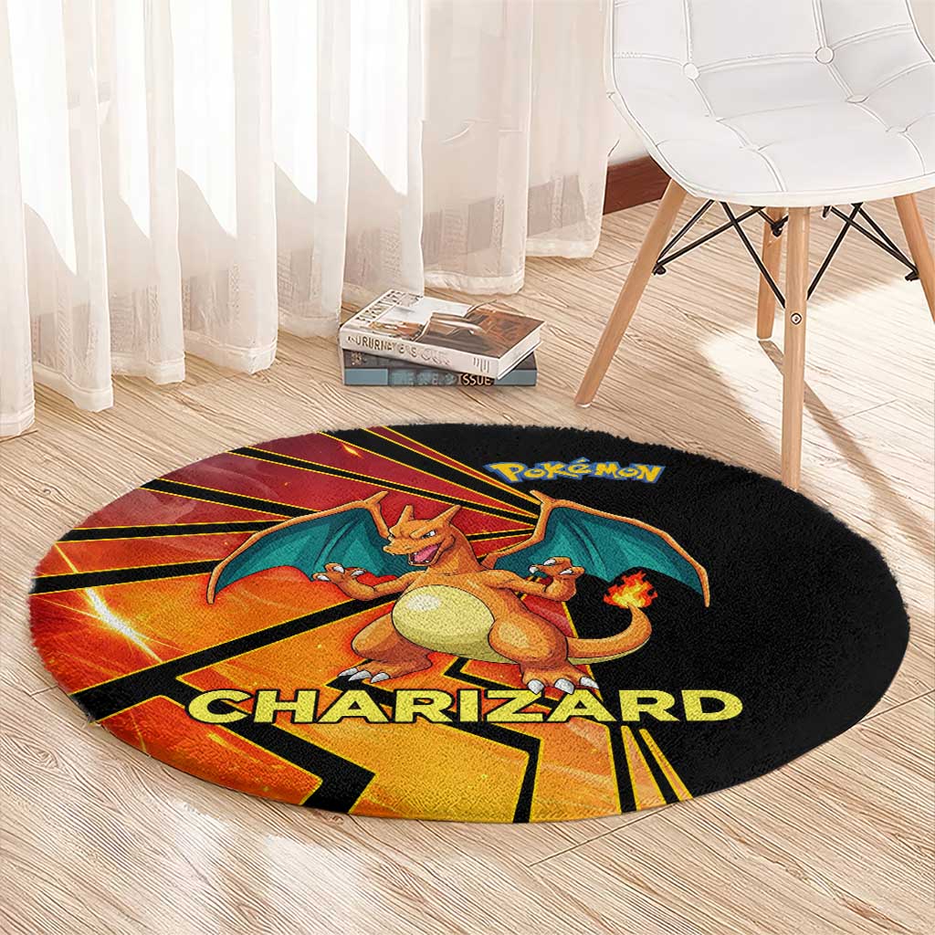 Charizard Poké Round Carpet Retro Comic Style Explosion