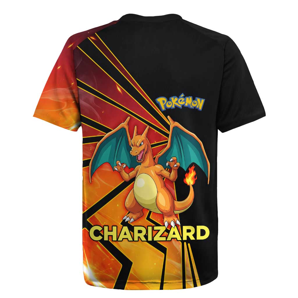 Charizard Poké Rugby Jersey Retro Comic Style Explosion