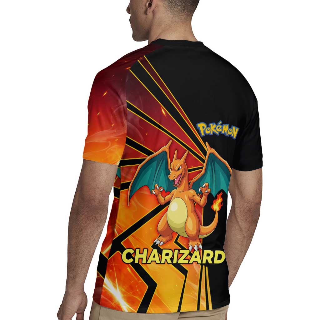 Charizard Poké Rugby Jersey Retro Comic Style Explosion