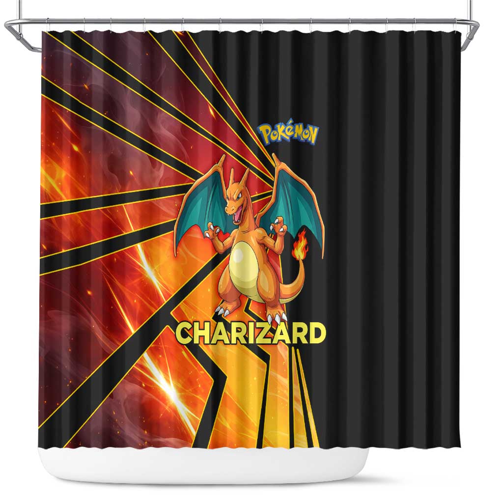 Charizard Poké Shower Curtain Retro Comic Style Explosion