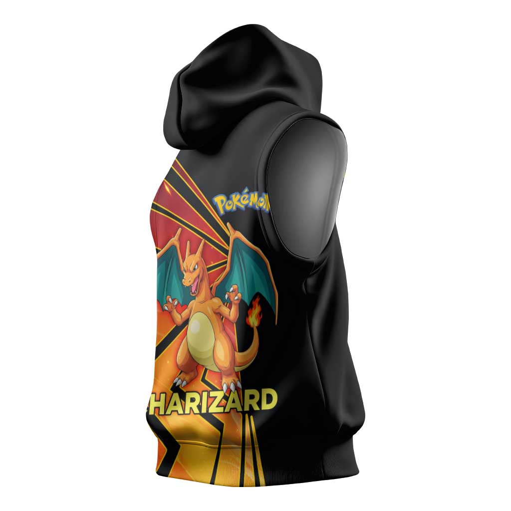 Charizard Poké Sleeveless Hoodie Retro Comic Style Explosion