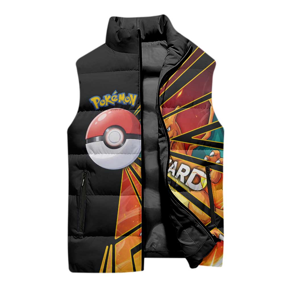 Charizard Poké Sleeveless Puffer Jacket Retro Comic Style Explosion