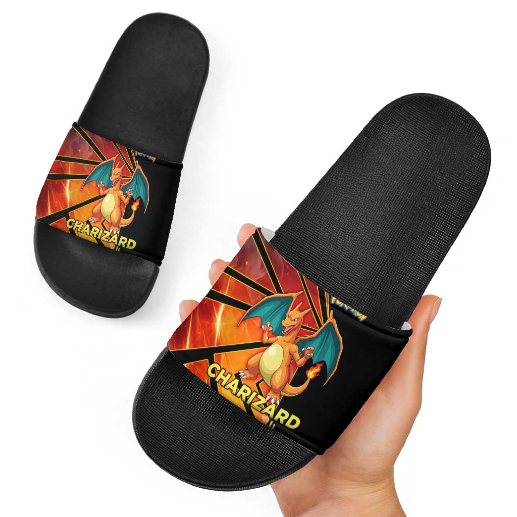 Charizard Poké Slide Sandals Retro Comic Style Explosion