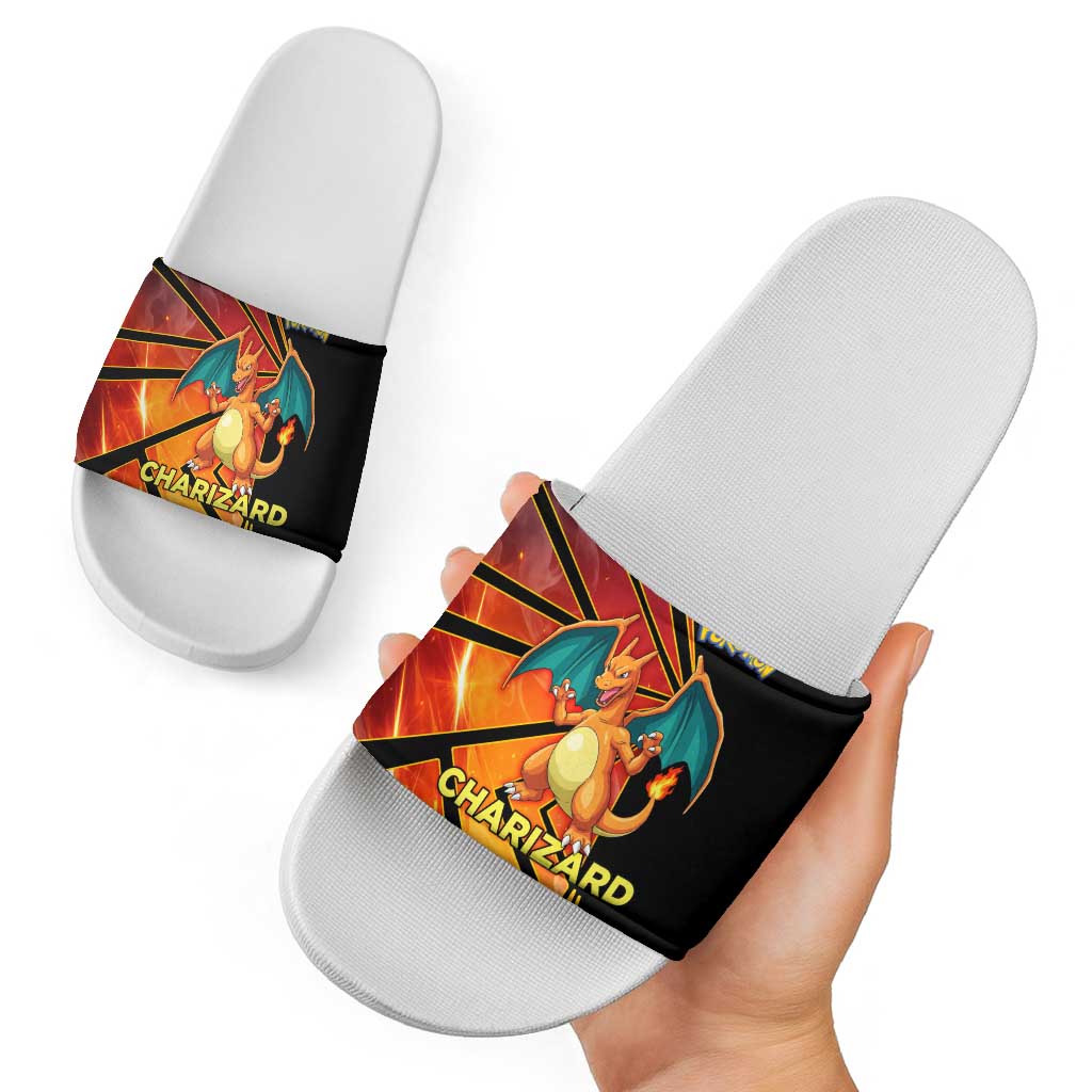 Charizard Poké Slide Sandals Retro Comic Style Explosion