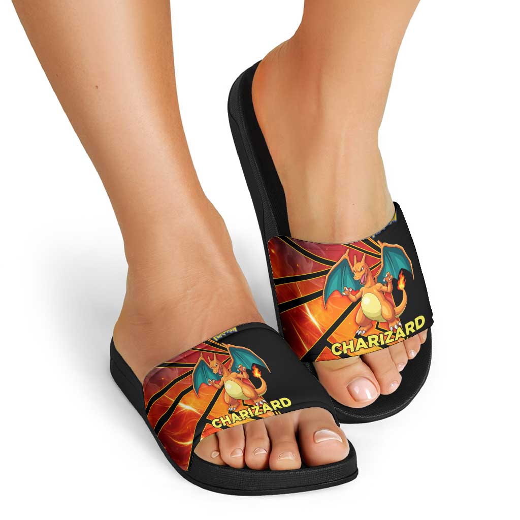 Charizard Poké Slide Sandals Retro Comic Style Explosion