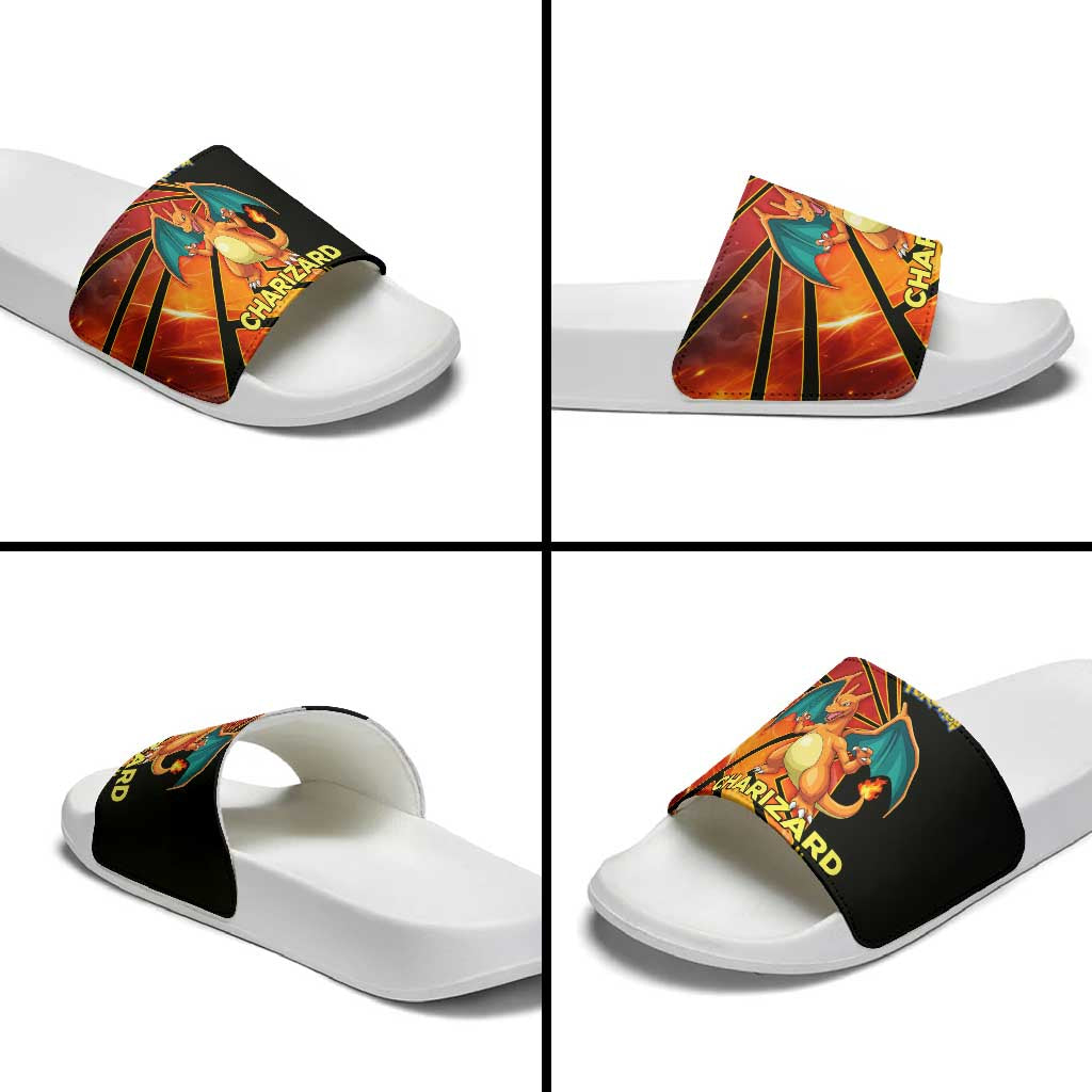 Charizard Poké Slide Sandals Retro Comic Style Explosion