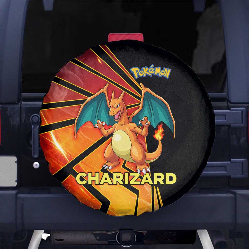 Charizard Poké Spare Tire Cover Retro Comic Style Explosion
