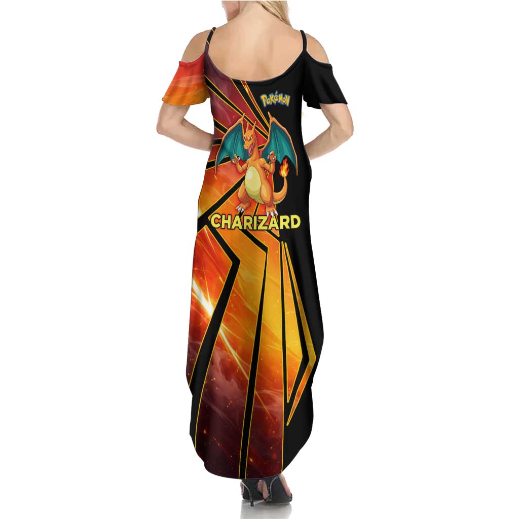 Charizard Poké Summer Maxi Dress Retro Comic Style Explosion