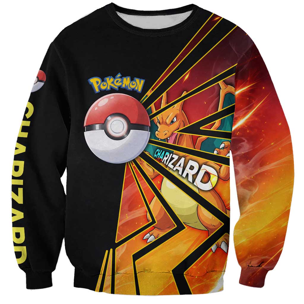 Charizard Poké Sweatshirt Retro Comic Style Explosion