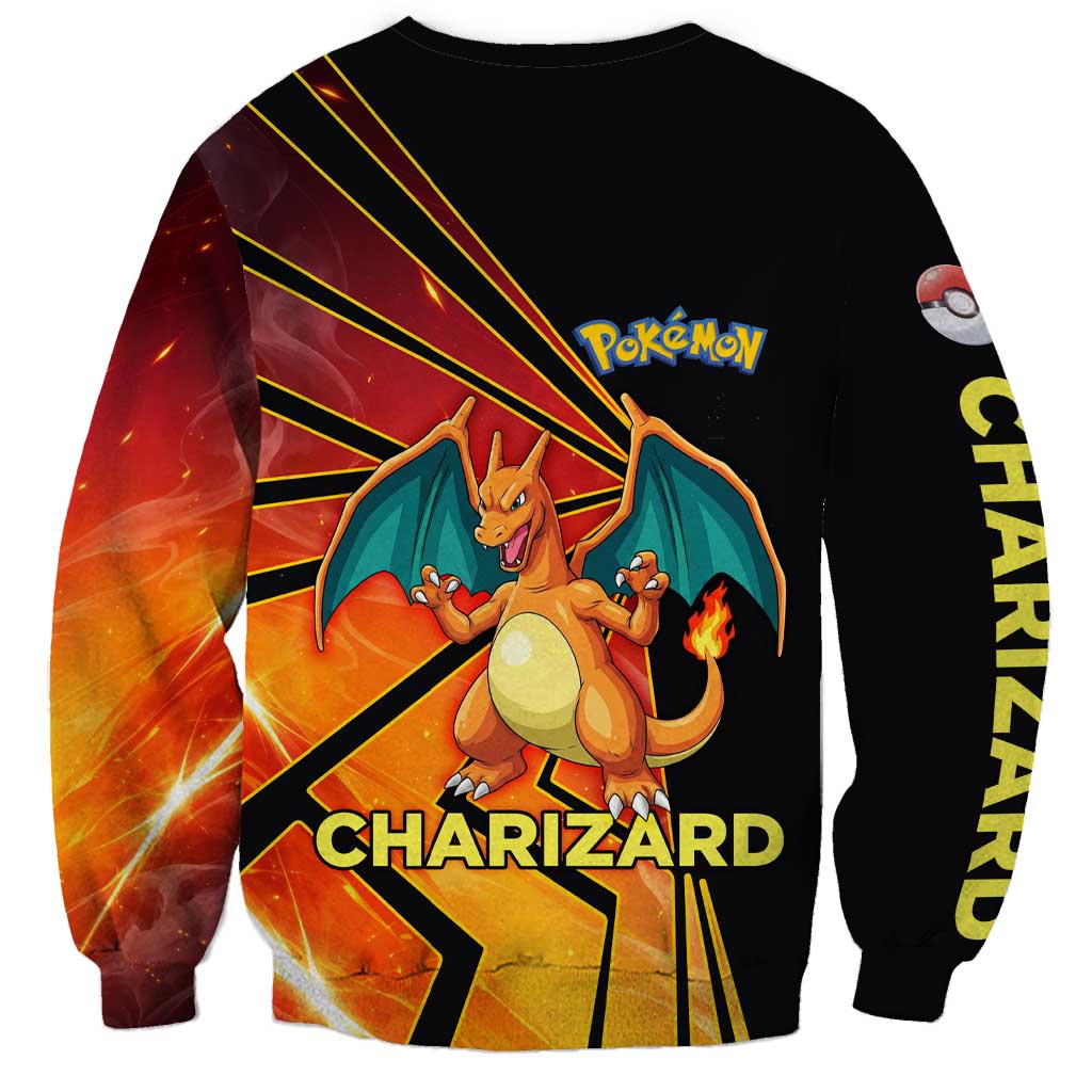 Charizard Poké Sweatshirt Retro Comic Style Explosion