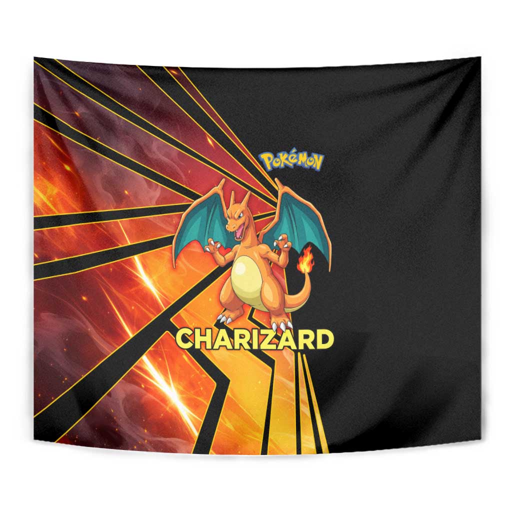 Charizard Poké Tapestry Retro Comic Style Explosion
