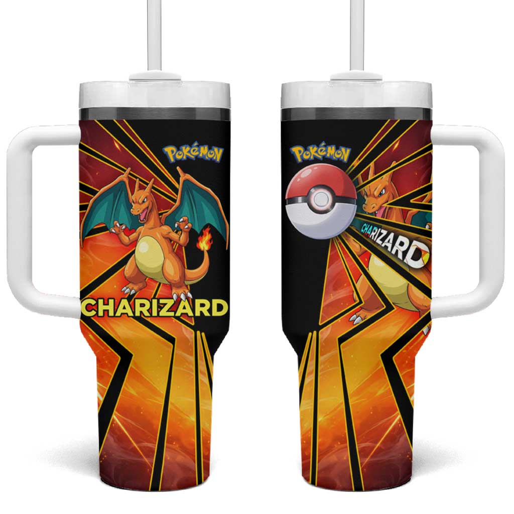 Charizard Poké Tumbler With Handle Retro Comic Style Explosion