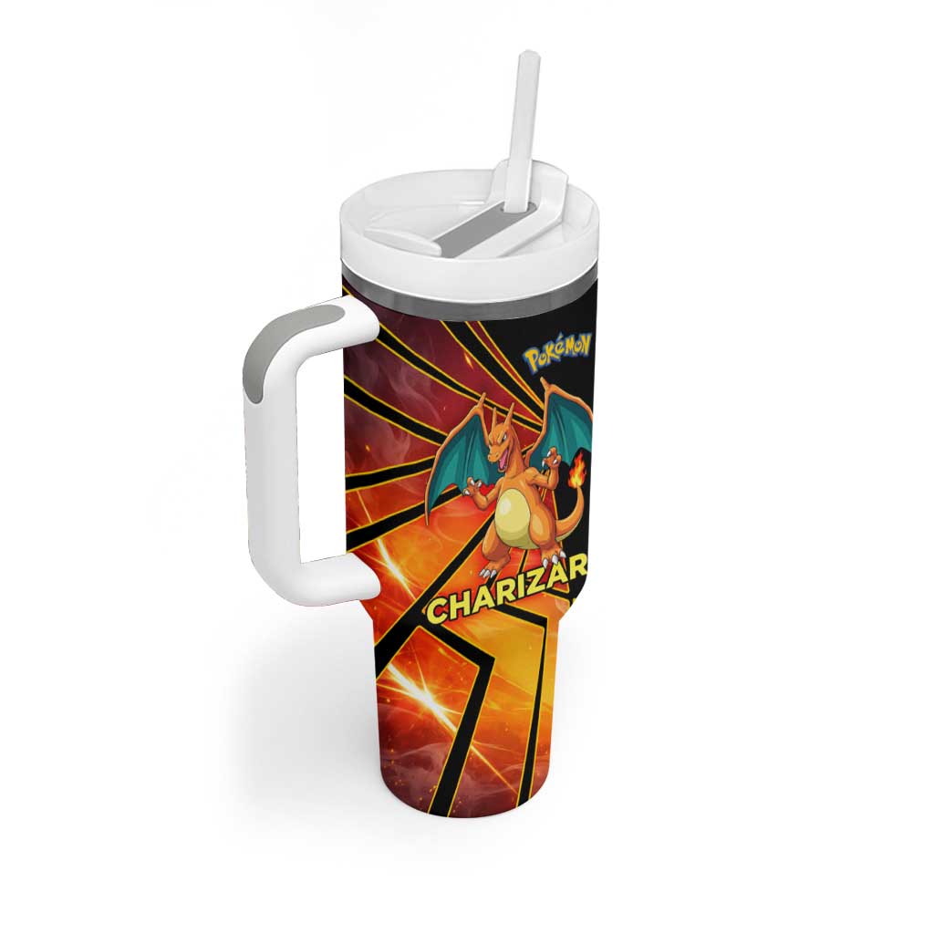 Charizard Poké Tumbler With Handle Retro Comic Style Explosion