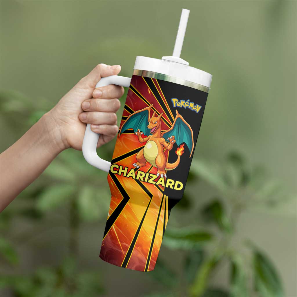 Charizard Poké Tumbler With Handle Retro Comic Style Explosion