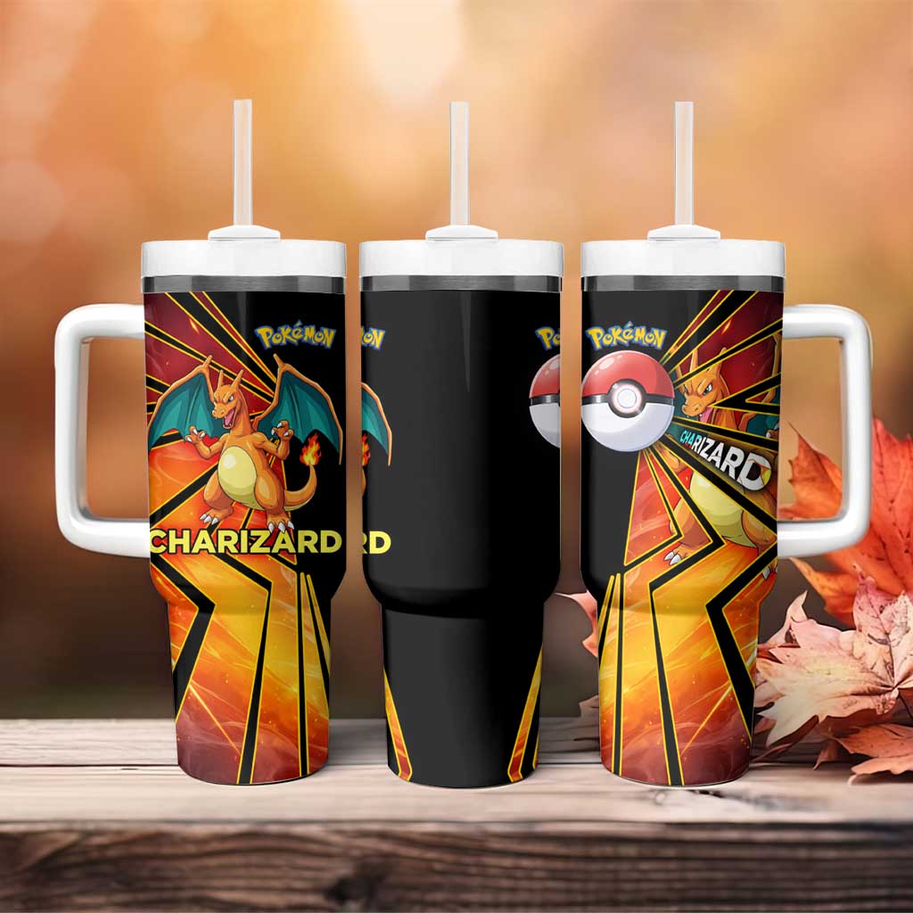 Charizard Poké Tumbler With Handle Retro Comic Style Explosion