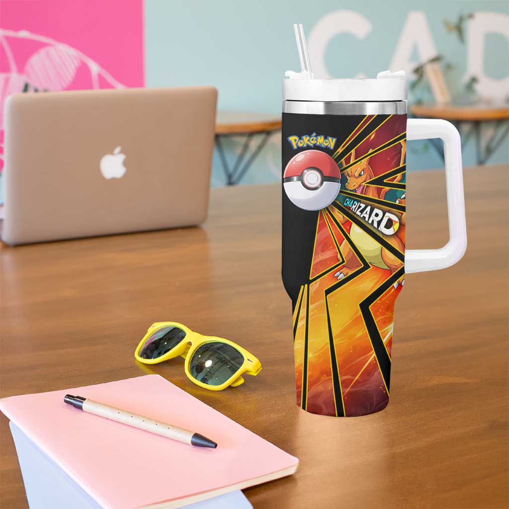 Charizard Poké Tumbler With Handle Retro Comic Style Explosion