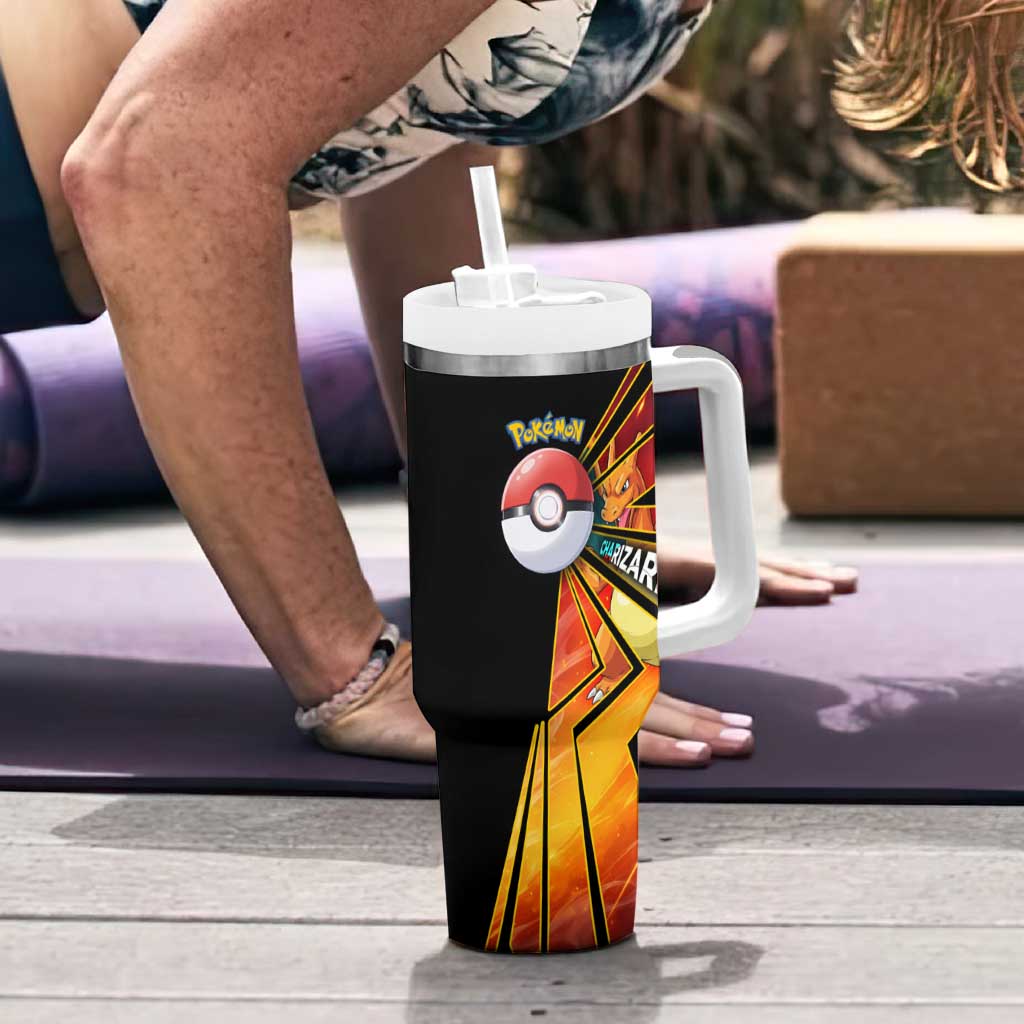 Charizard Poké Tumbler With Handle Retro Comic Style Explosion