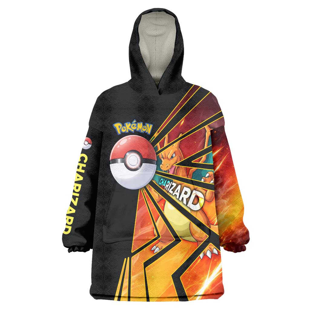 Charizard Poké Wearable Blanket Hoodie Retro Comic Style Explosion