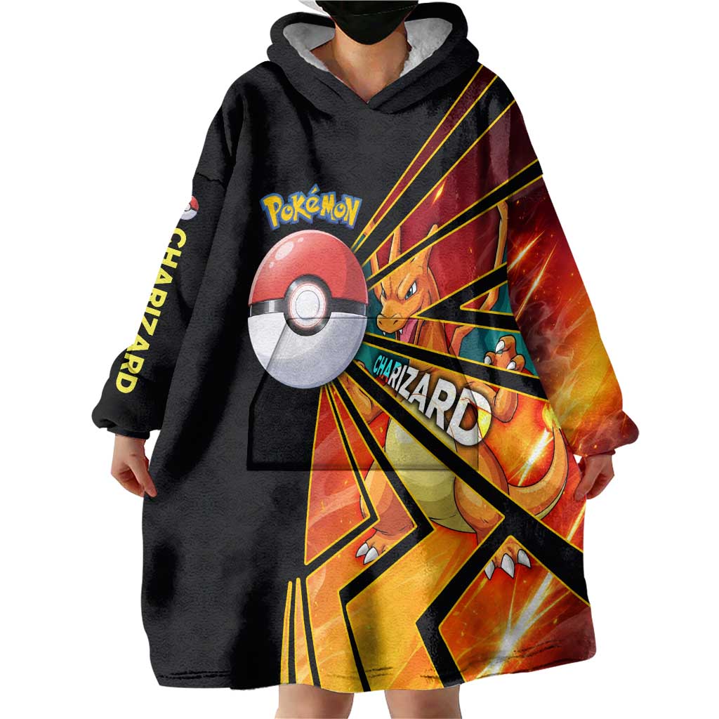 Charizard Poké Wearable Blanket Hoodie Retro Comic Style Explosion